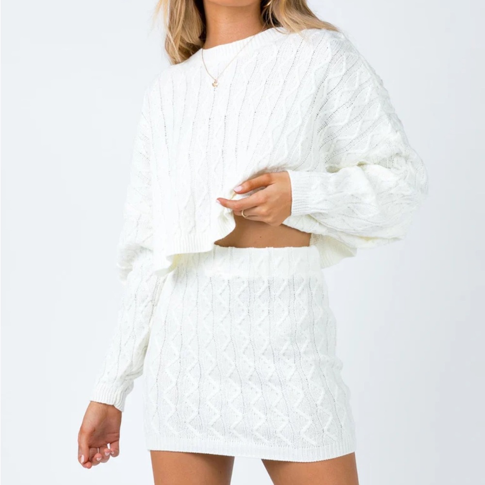 Princess Polly Ainsley White Knit Skirt